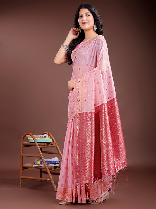 Astita Elegant Pink Cotton Saree with Contrast Pallu – Perfect Blend of Tradition & Comfort