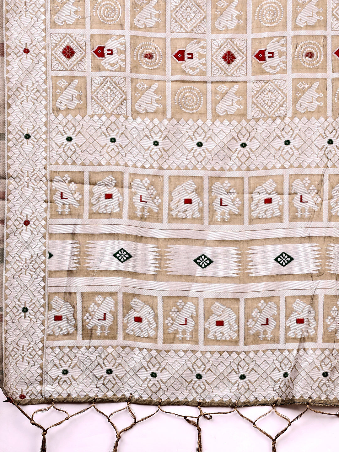 Astita Threads of Tradition: Beige Linen Cotton Saree Woven with Stories of Grace & Heritage