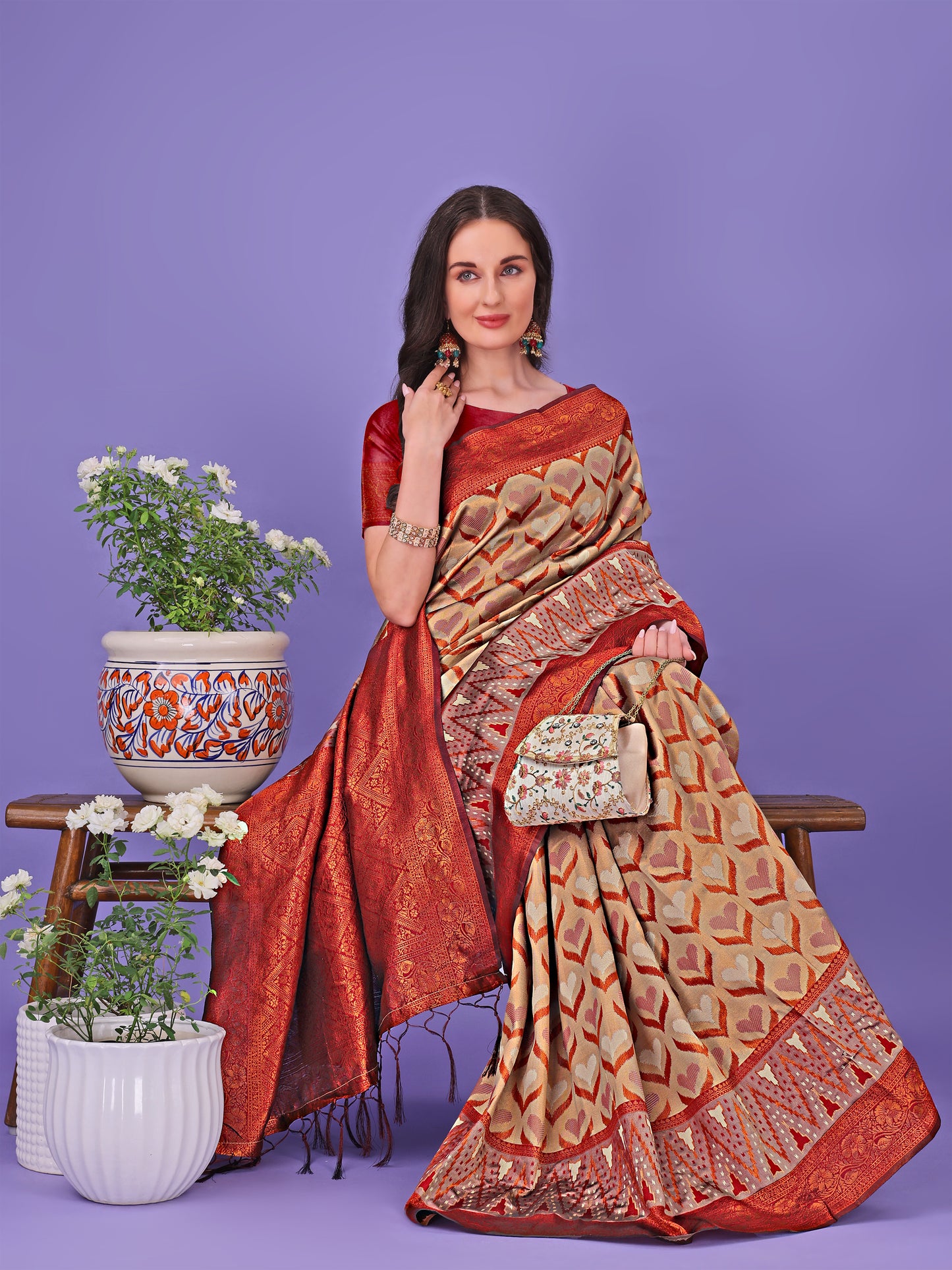 Astita Radiant Lichi Silk Saree – A Touch of Royalty in Every Thread