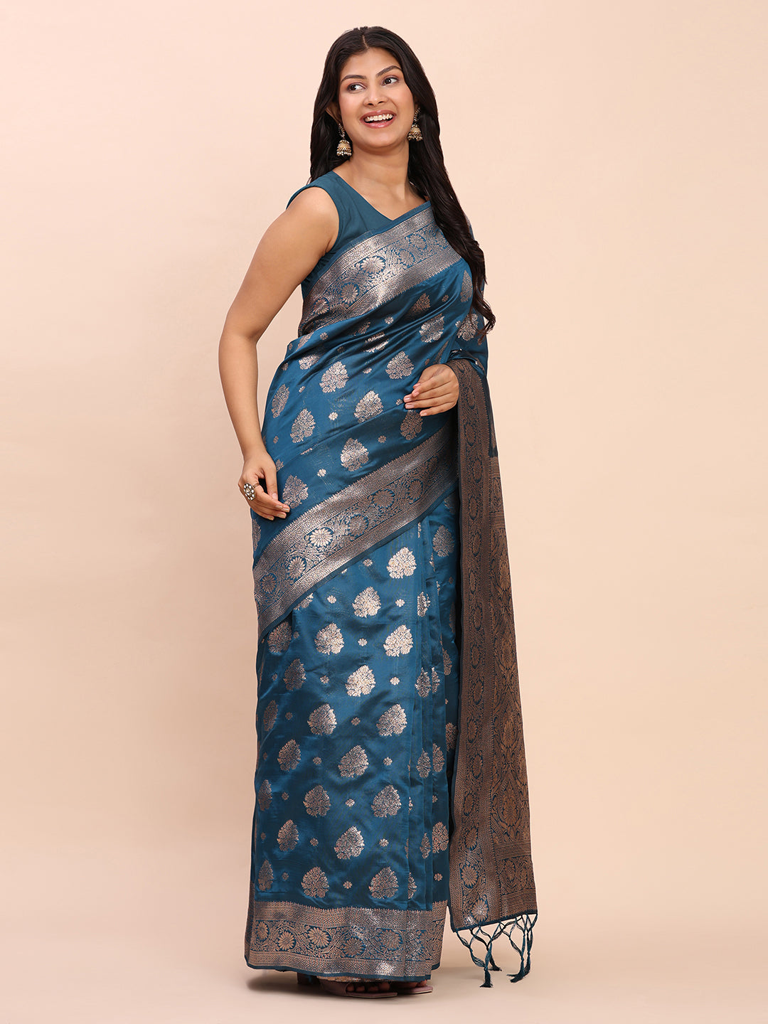 Astita Sea Green Banarasi Silk Saree with Rich Zari Weaving Border and Pallu for Wedding and Festive Wear