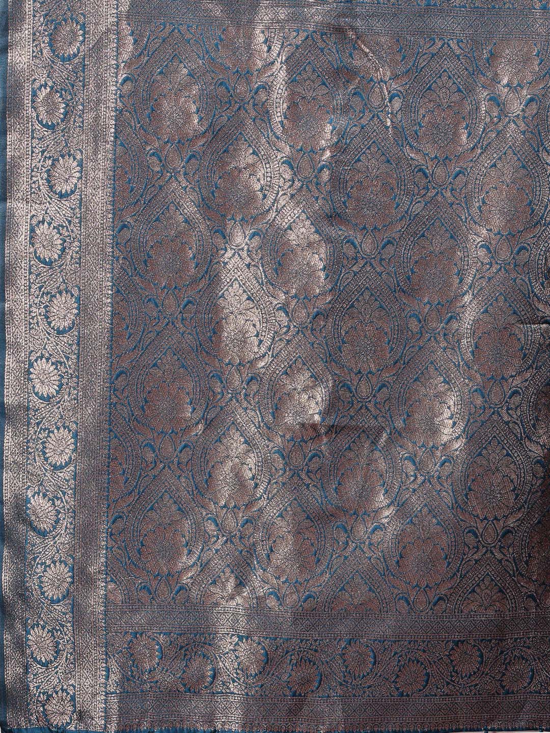 Astita Royal Blue Banarasi Silk Saree with Zari Weaving β A Timeless Tale of Elegance