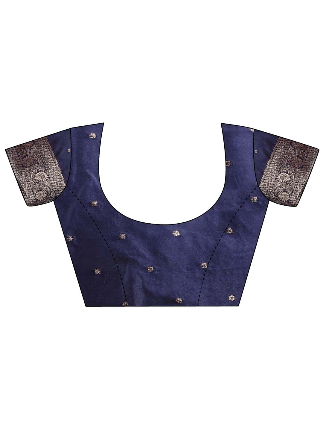Astita Navy Blue Banarasi Silk Saree with Zari Weaving β A Timeless Tale of Elegance