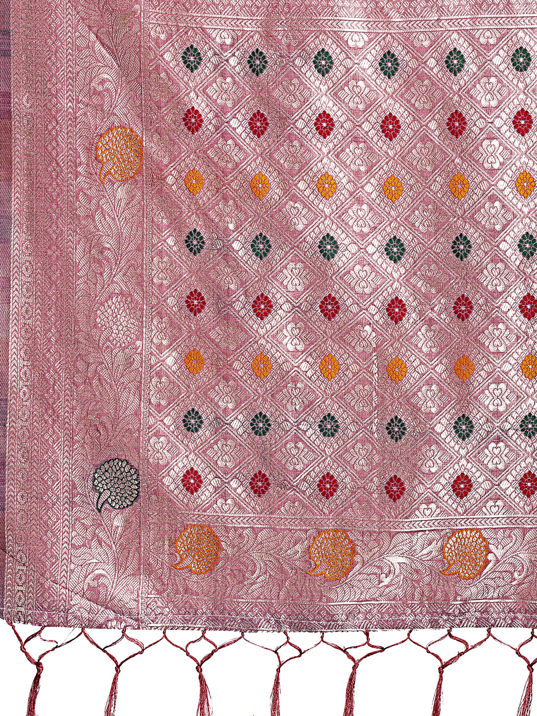 Astita Elegant Purple Linen Cotton Saree with Zari Border & Woven Motifs – Perfect for Sophisticated Everyday & Festive Looks