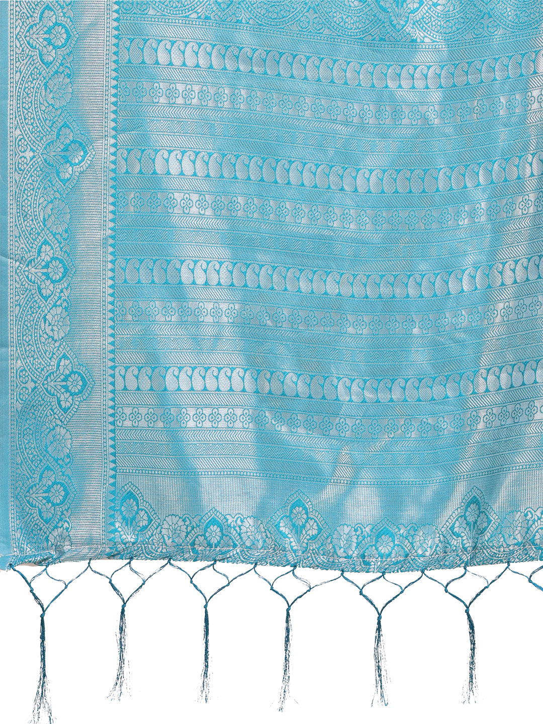 Graceful Light & Dark Yellow Silk Saree with Rich Woven Border & Paisley Pallu