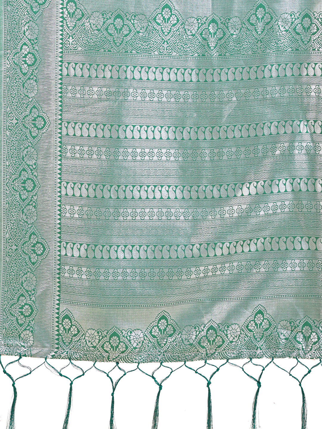 Graceful Light & Dark Cream Silk Saree with Rich Woven Border & Paisley Pallu