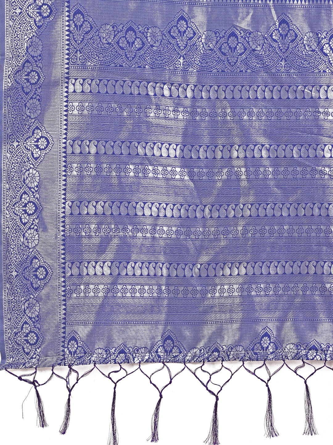 Graceful Light & Dark Teal Silk Saree with Rich Woven Border & Paisley Pallu