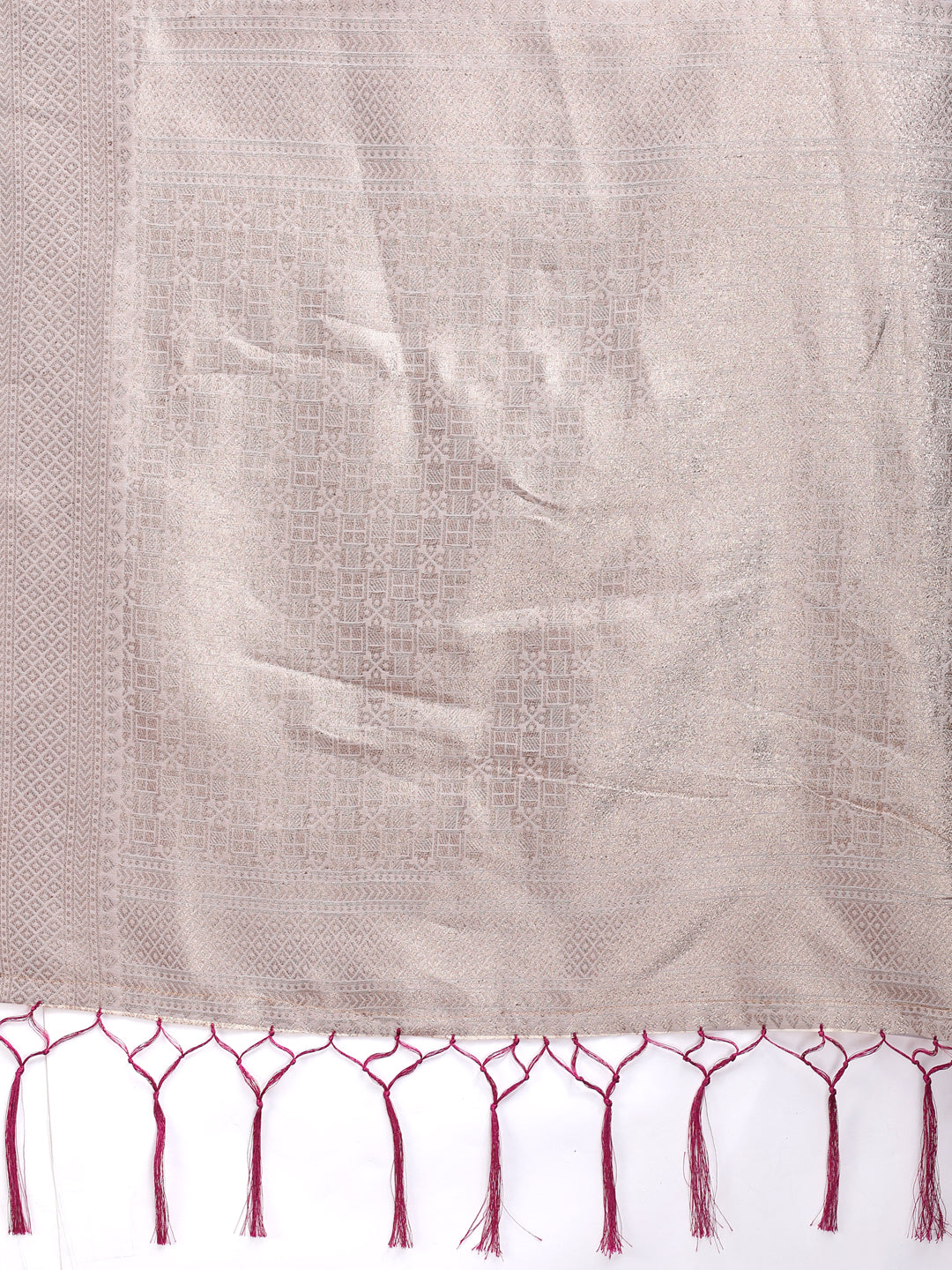 Astita Elegant White & Purple Leaf Print Cotton Saree for Women with Zari Border & Tassels – Soft & Lightweight Daily Wear Saree