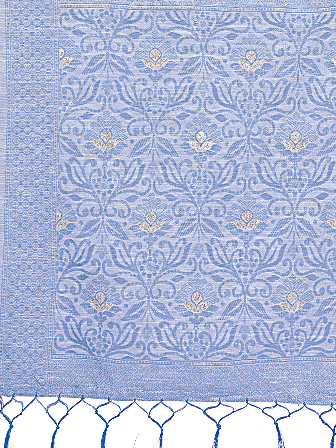 Astita Grey Lichi Silk Saree with Floral Weaving & Tassel Pallu – Elegant Festive & Party Wear Saree