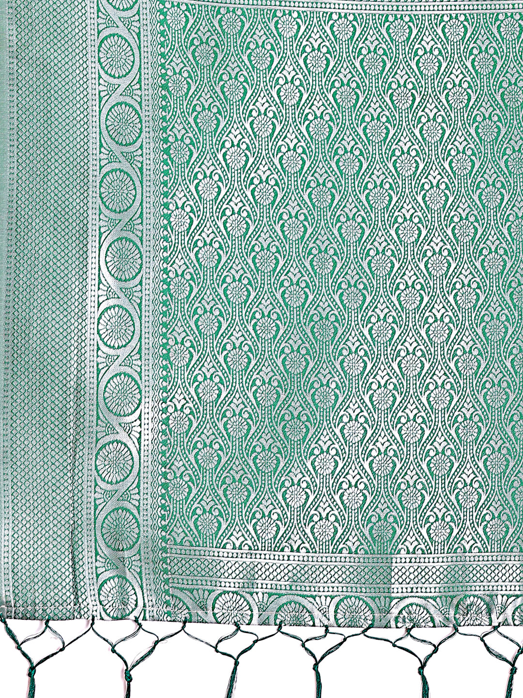 Astita Graceful Light Green & Green Banarasi Silk Saree with Rich Zari Woven Border – Traditional Elegance for Celebrations