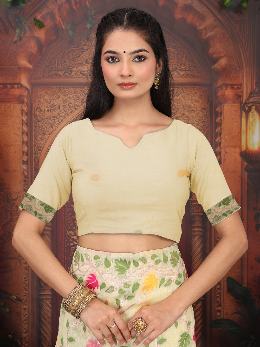 Astita Off White Floral Linen Cotton Saree with Zari Detailing & Printed Pallu Saree