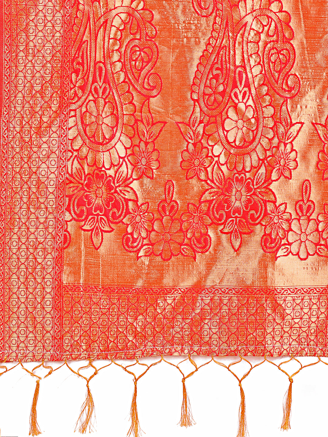 Astita Majestic Red Silk Saree with Gold Zari & Floral Design – Perfect for Festive & Traditional Occasions