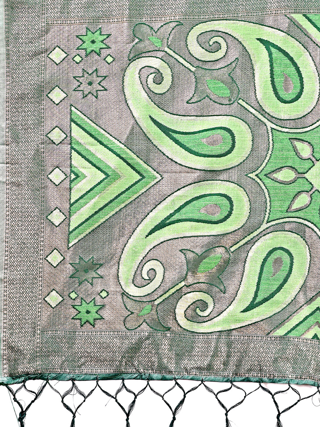 Astita Grace in Every Thread: Light green Patola Linen Cotton Saree Woven with Cultural Elegance