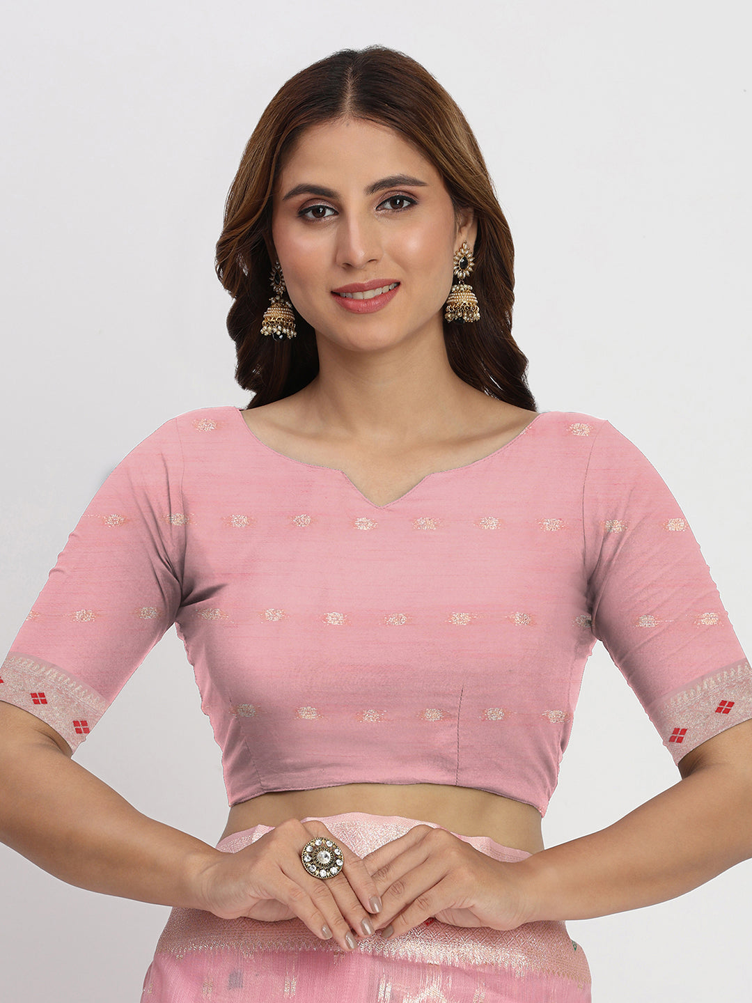 Astita Light Pink Linen Saree with Multicolor Weaving & Zari Pallu - Elegant & Lightweight for Everyday Grace