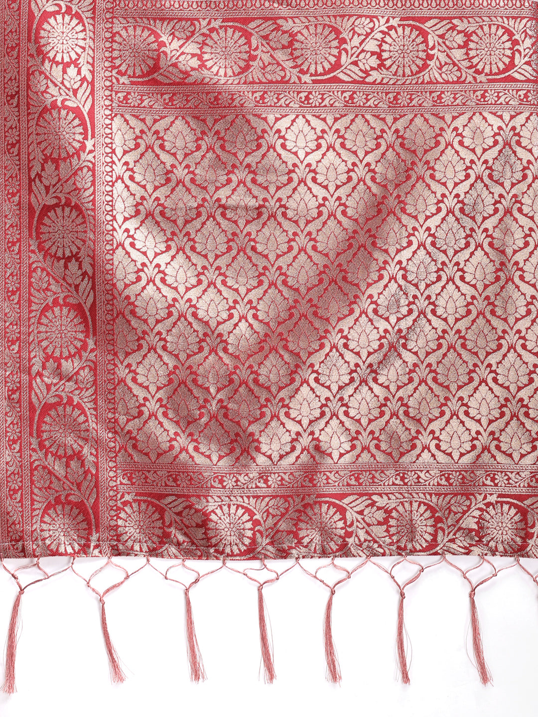 Astita White & Maroon Woven Linen Cotton Saree with Rich Zari Border – Soft Festive Wear Saree for Women