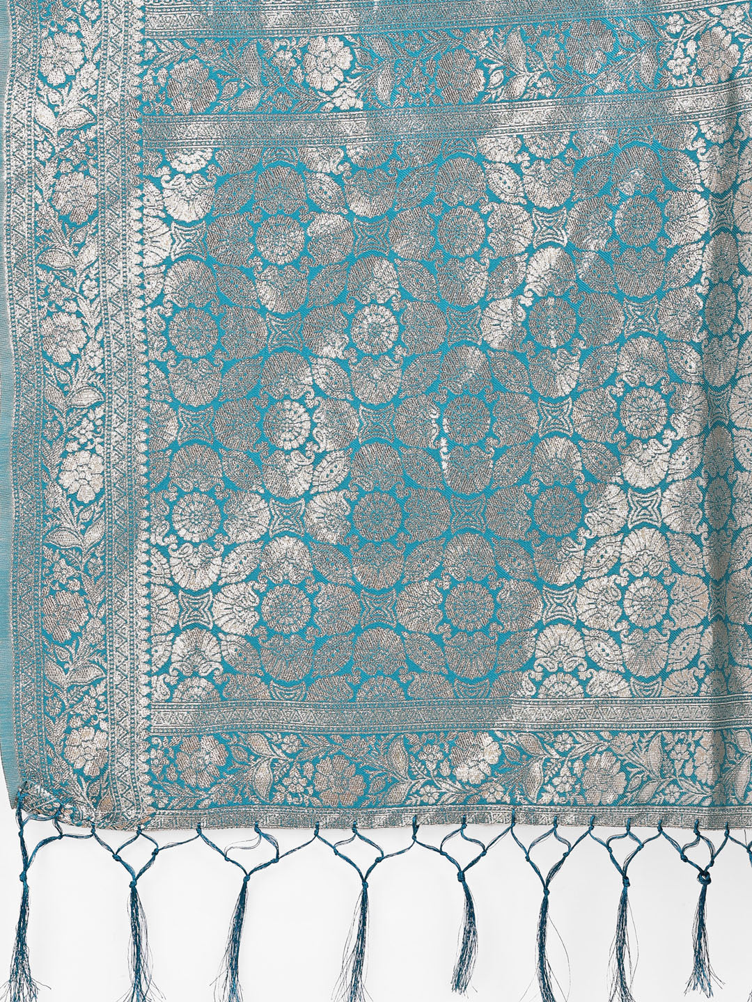 Elegant Off-White & Teal Linen Cotton Saree with Zari Woven Border and Pallu