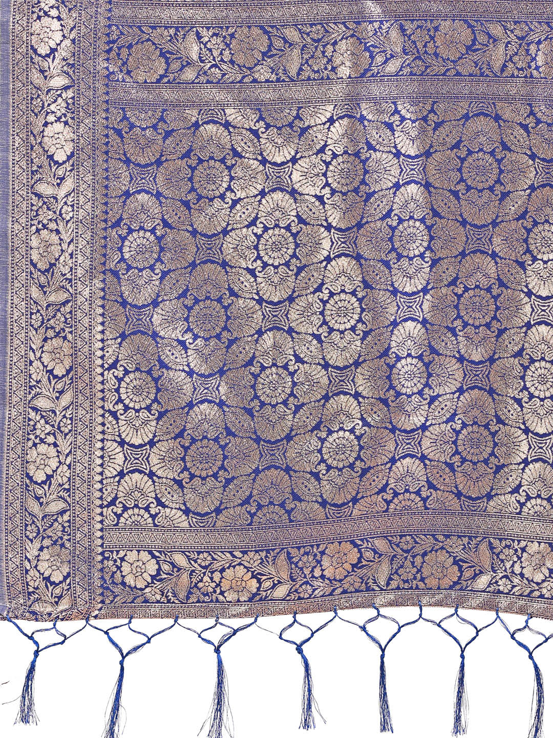 Elegant Off-White & Blue Linen Cotton Saree with Zari Woven Border and Pallu