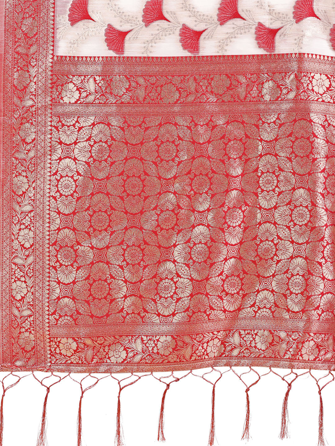Elegant Off-White & Maroon Linen Cotton Saree with Zari Woven Border and Pallu