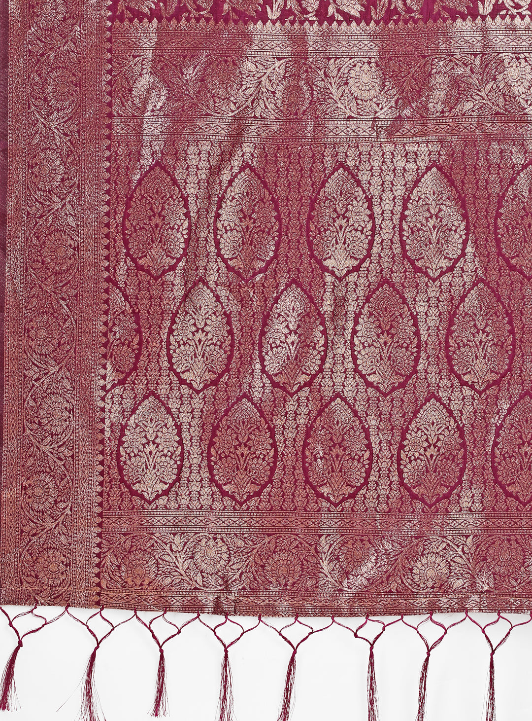 Astita Purple Banarasi Silk Saree with Silver Zari Woven Pallu & Border โ Wedding & Festive Wear Elegance