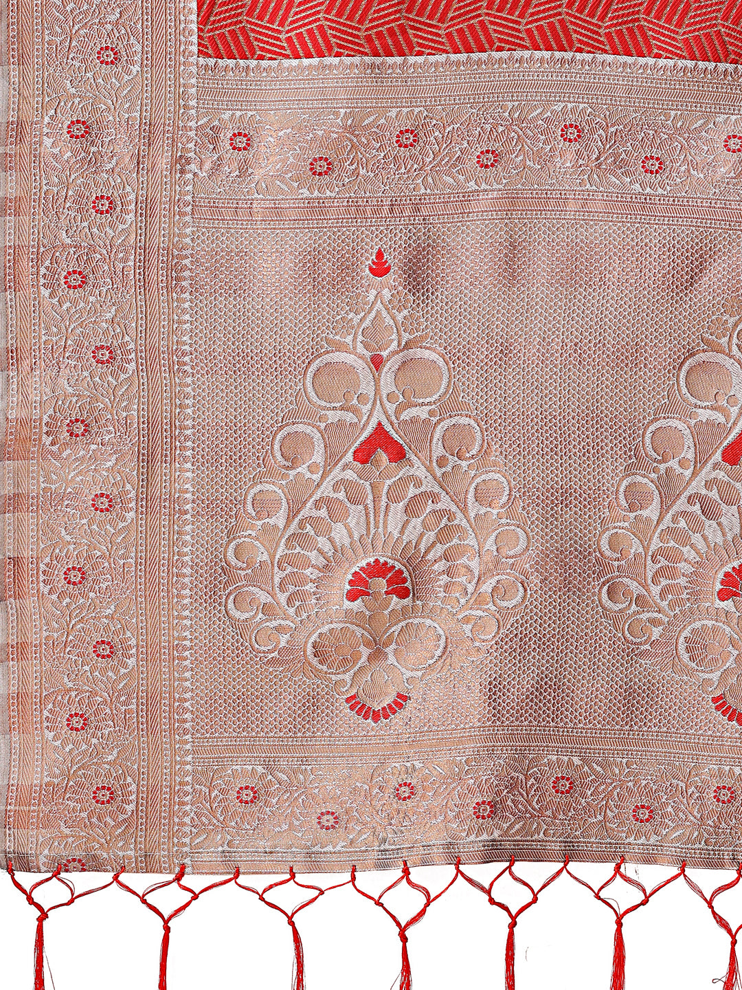 Astita Graceful Red & Beige Lichi Silk Saree with Elegant Woven Pallu β Timeless Beauty for Every Occasion