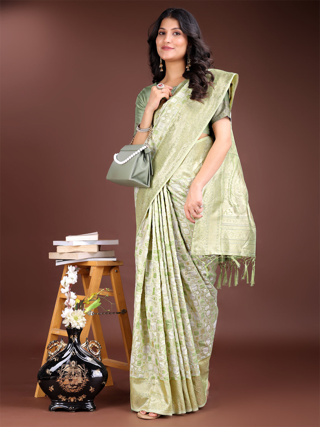 Astita Light Green Linen Cotton Saree – Elegant Simplicity for Everyday Grace