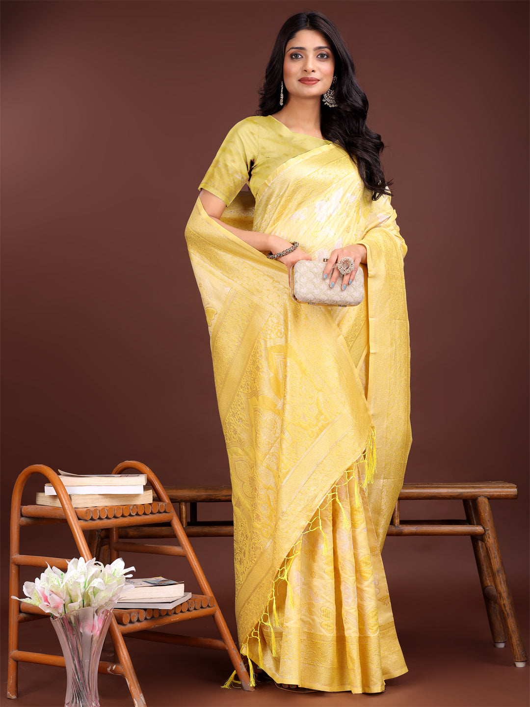 Astita Elegant Yellow Cotton Saree with Golden Zari Work – Graceful Comfort for Everyday & Festive Wear