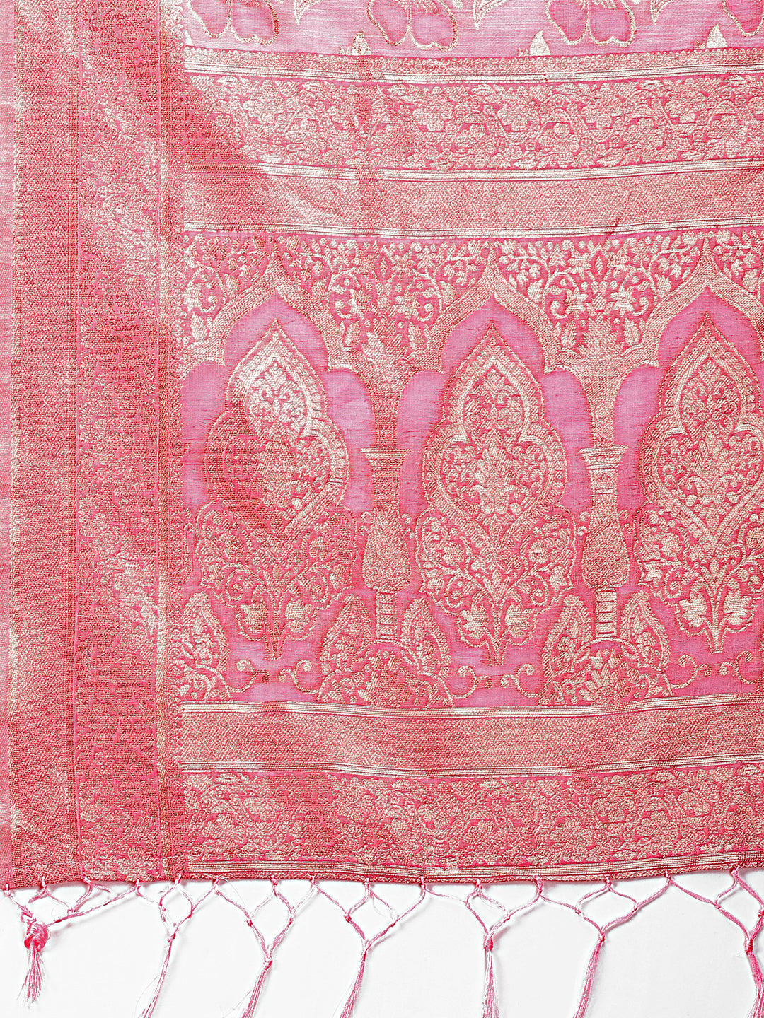 Astita Elegant Pink Cotton Saree with Golden Zari Work – Graceful Comfort for Everyday & Festive Wear
