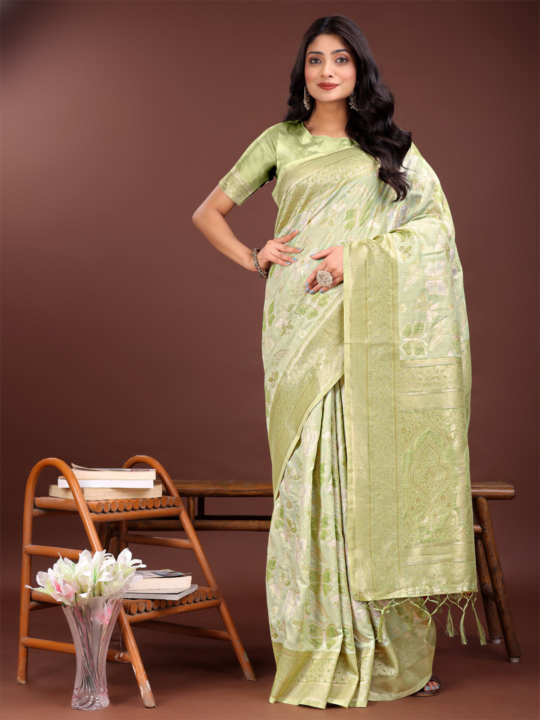 Astita Elegant Peach Cotton Saree with Golden Zari Work – Graceful Comfort for Everyday & Festive Wear