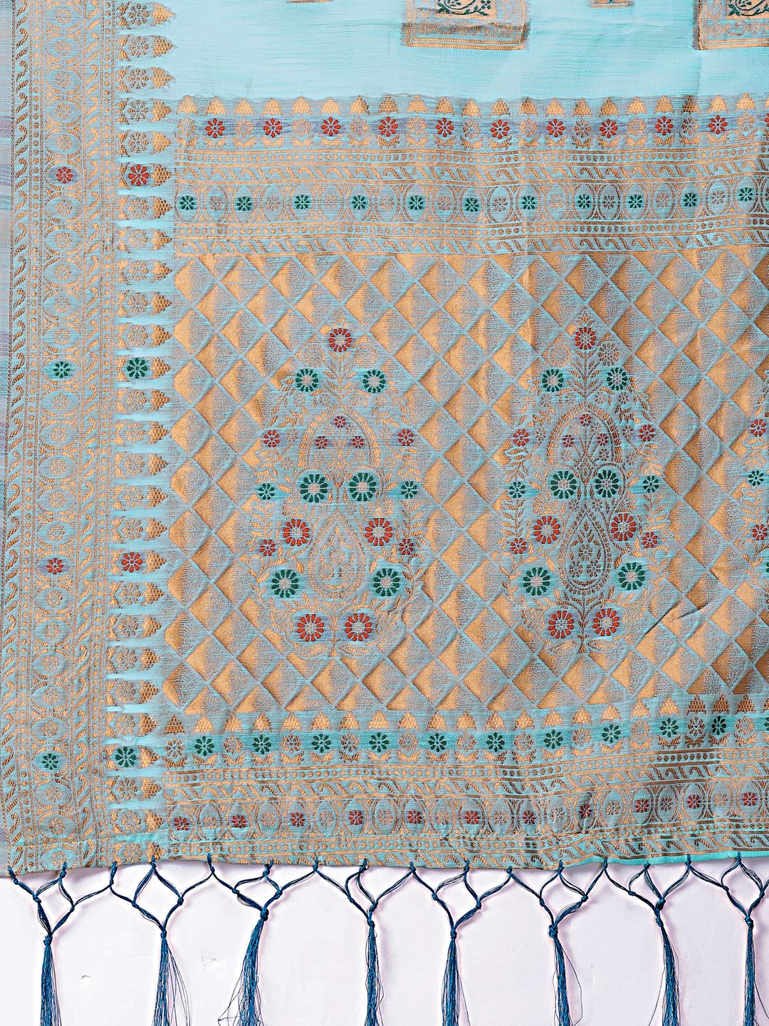 Astita Elegant Sea Green Linen Saree with Intricate Woven Patterns – Lightweight Grace for Everyday and Festive Moments