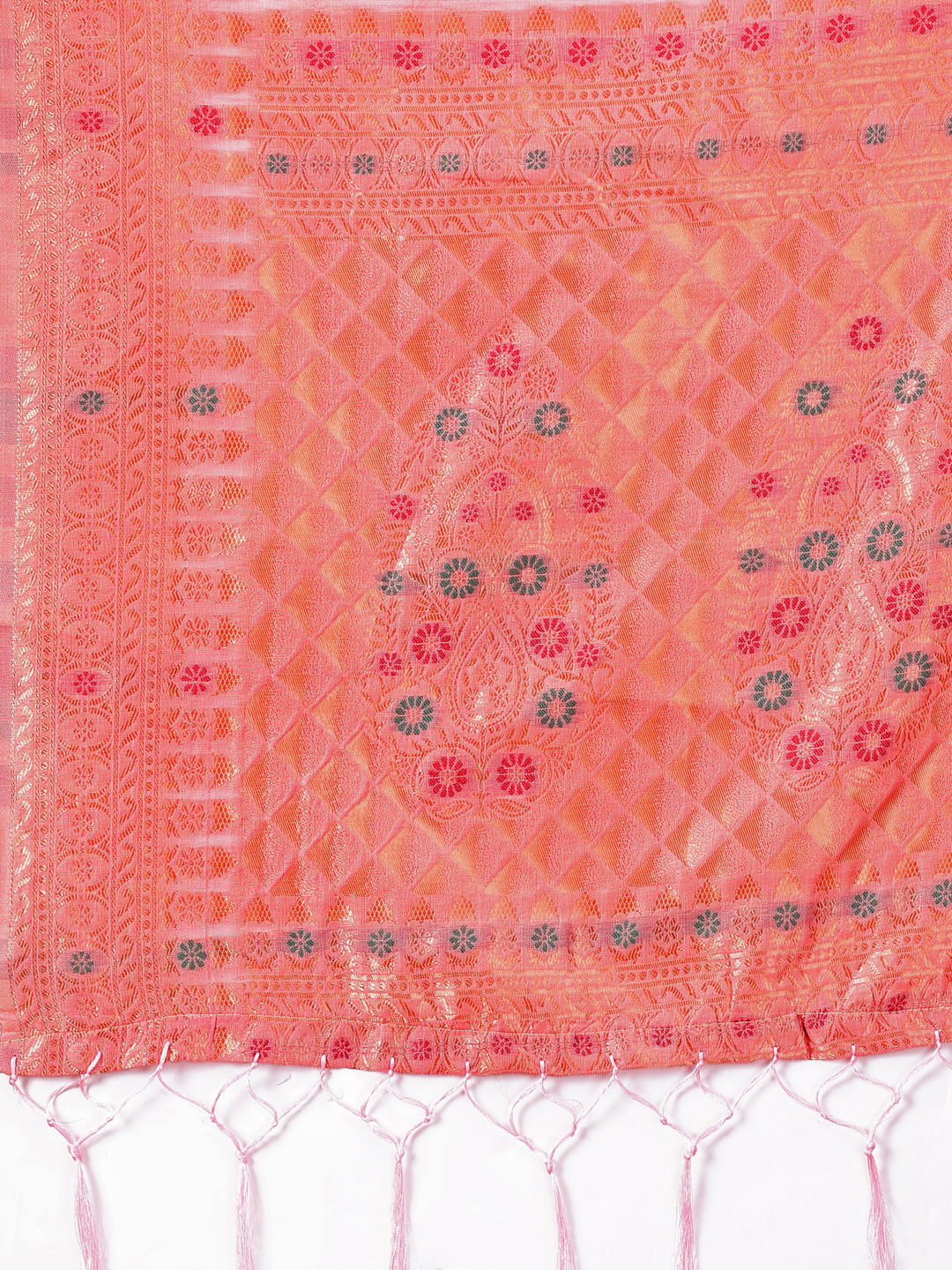 Astita Elegant Peach Linen Saree with Intricate Woven Patterns – Lightweight Grace for Everyday and Festive Moments