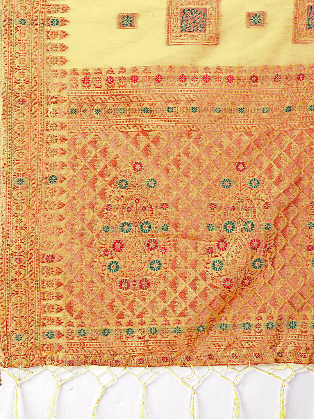 Astita Elegant Yellow Linen Saree with Intricate Woven Patterns – Lightweight Grace for Everyday and Festive Moments