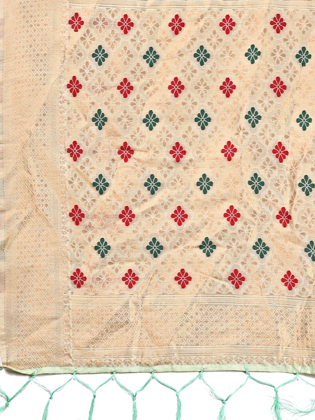 Astita Elegance Draped in Threads: Mint Green Linen Cotton Saree Woven with Serene Charm