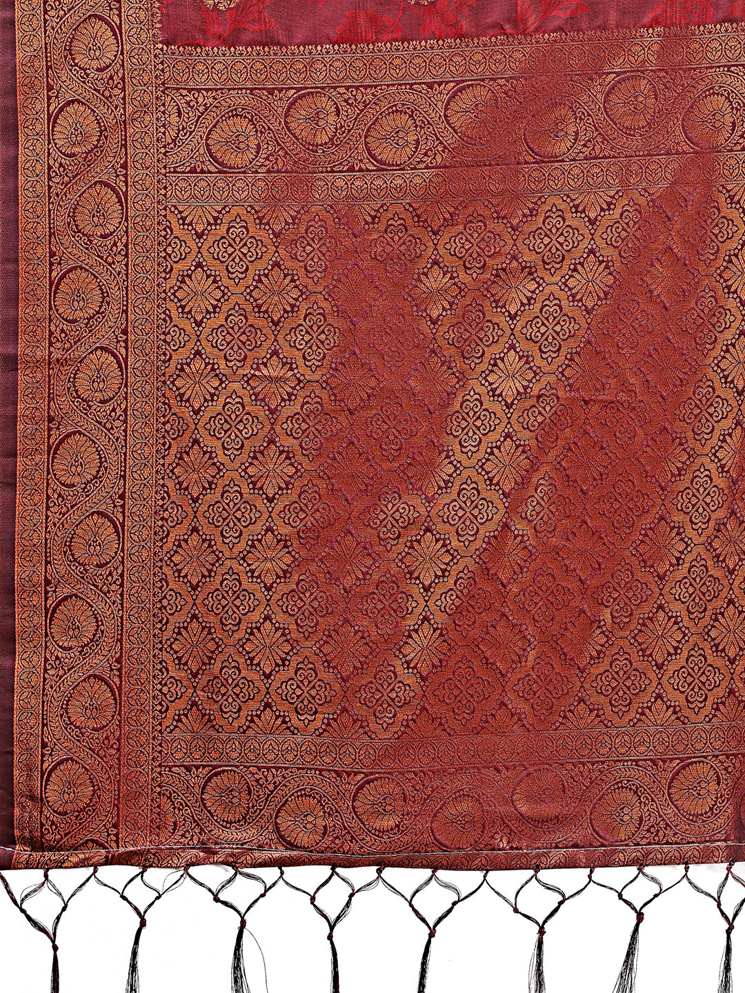 Astita Majestic Maroon Banarasi Silk Saree with Golden Zari – Timeless Indian Ethnic Elegance for Weddings & Festive Occasions