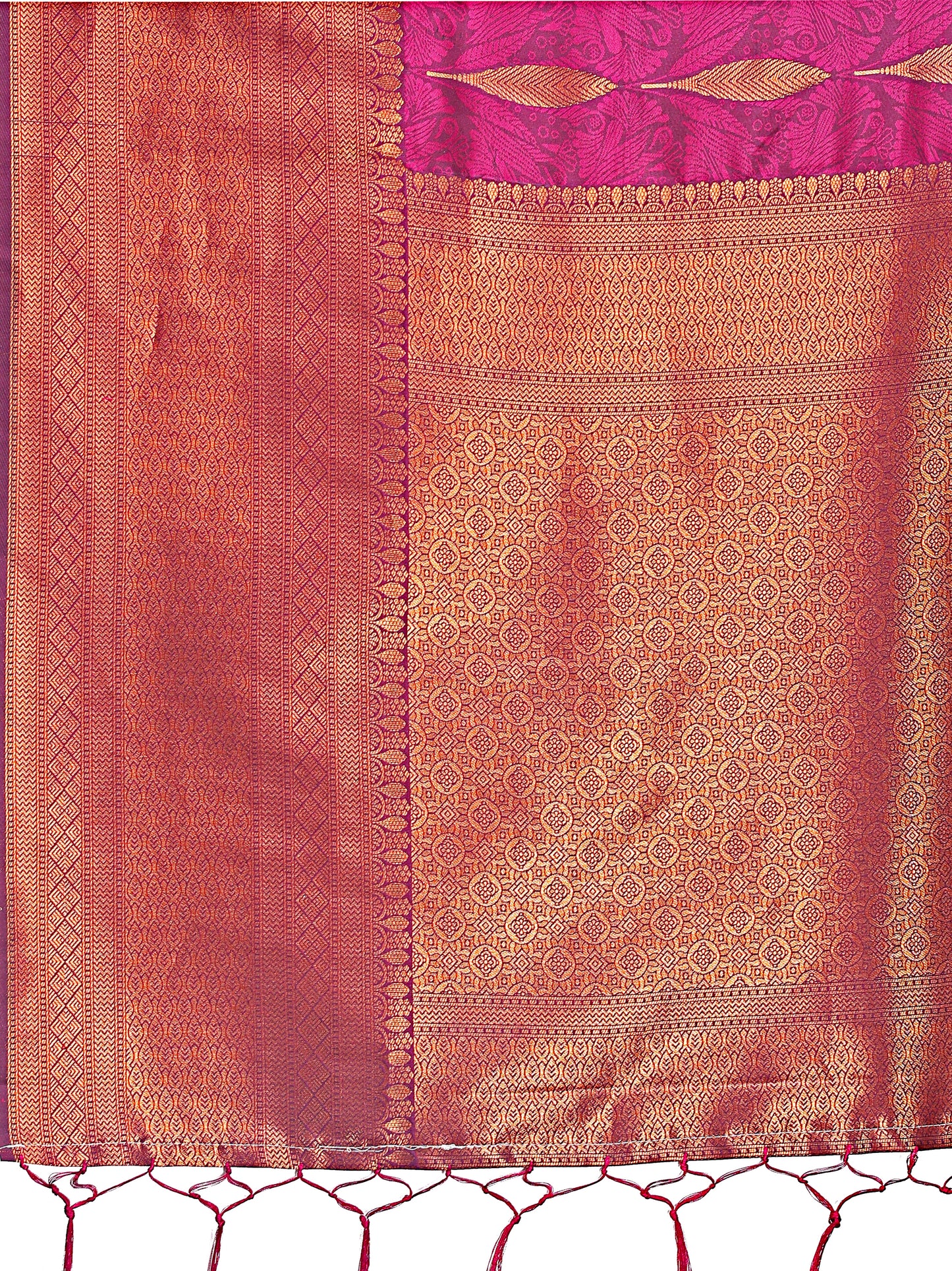 Astita Purple Linen Cotton Saree with Golden Zari Leaf Woven Design & Rich Pallu β Festive Wear | Office Look | Soft Drape