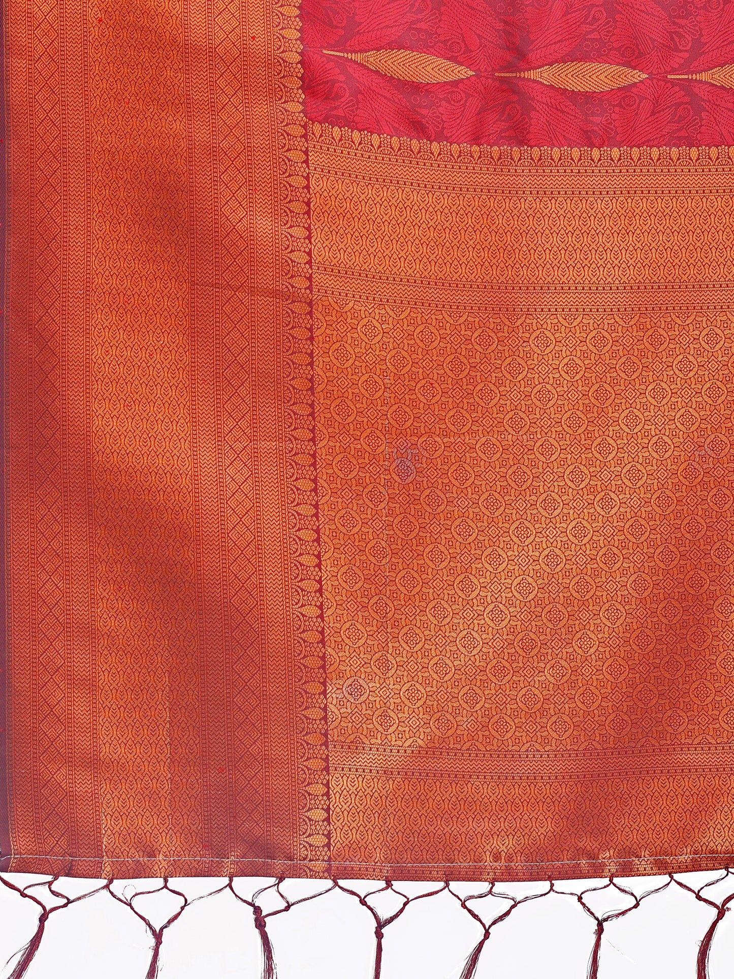 Astita Maroon Linen Cotton Saree with Golden Zari Leaf Woven Design & Rich Pallu β Festive Wear | Office Look | Soft Drape