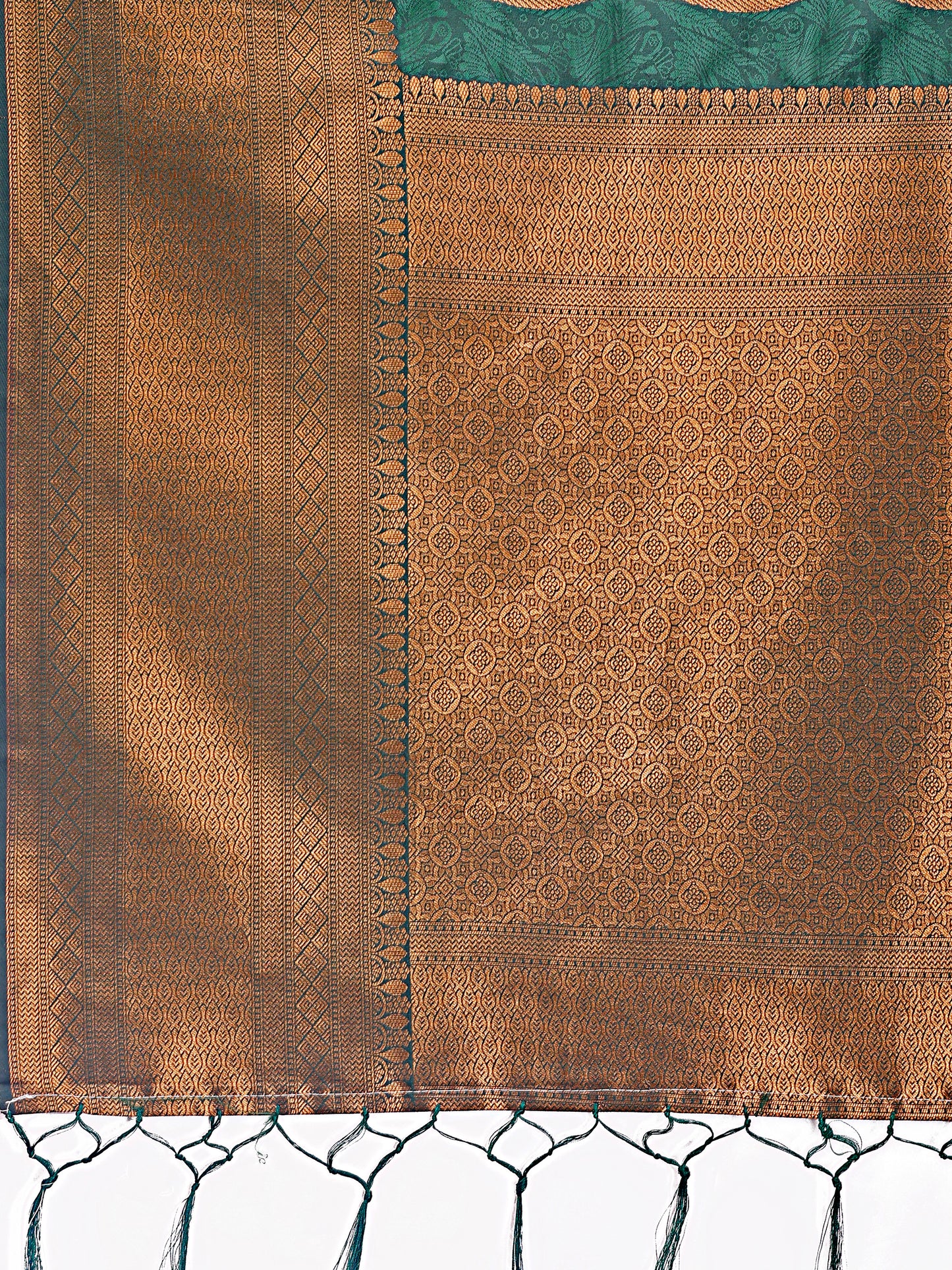 Astita Green Linen Cotton Saree with Golden Zari Leaf Woven Design & Rich Pallu β Festive Wear | Office Look | Soft Drape