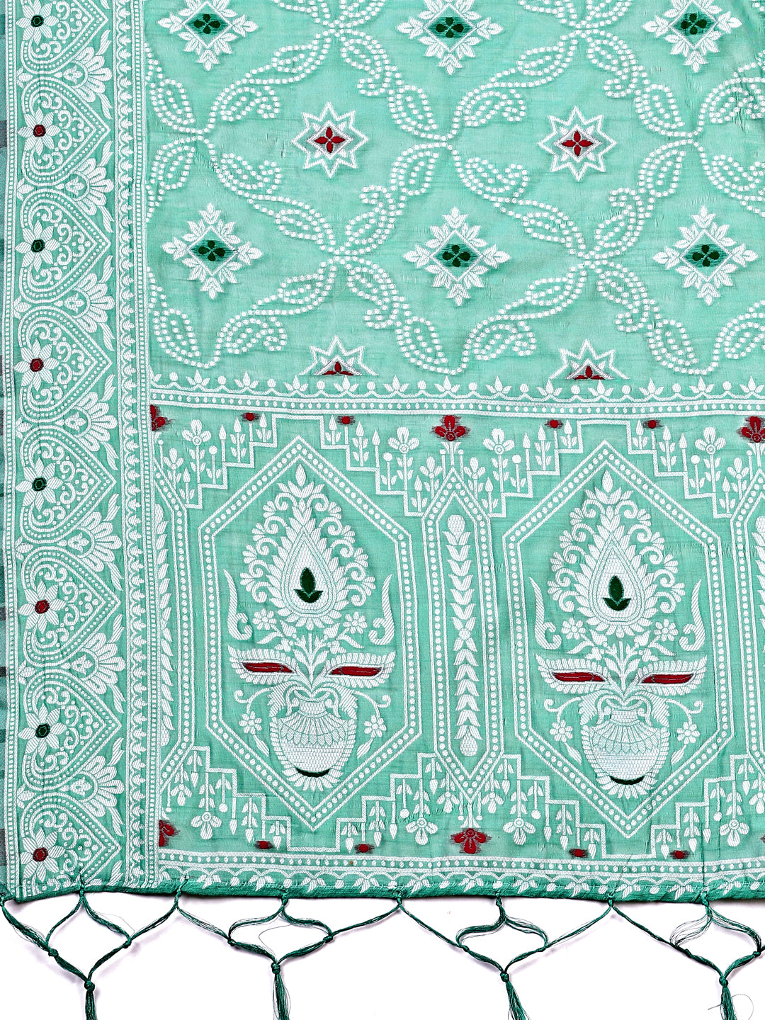 Astita Sea Green Bliss Linen Cotton Saree – Timeless Beauty in woven work Threads
