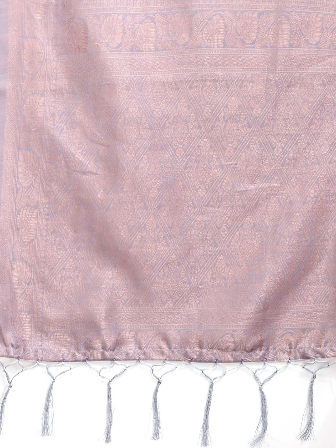 Astita Elegant Grey Linen Cotton Saree for Women – Soft Lightweight Saree with Subtle Self-Weave & Tassel Pallu