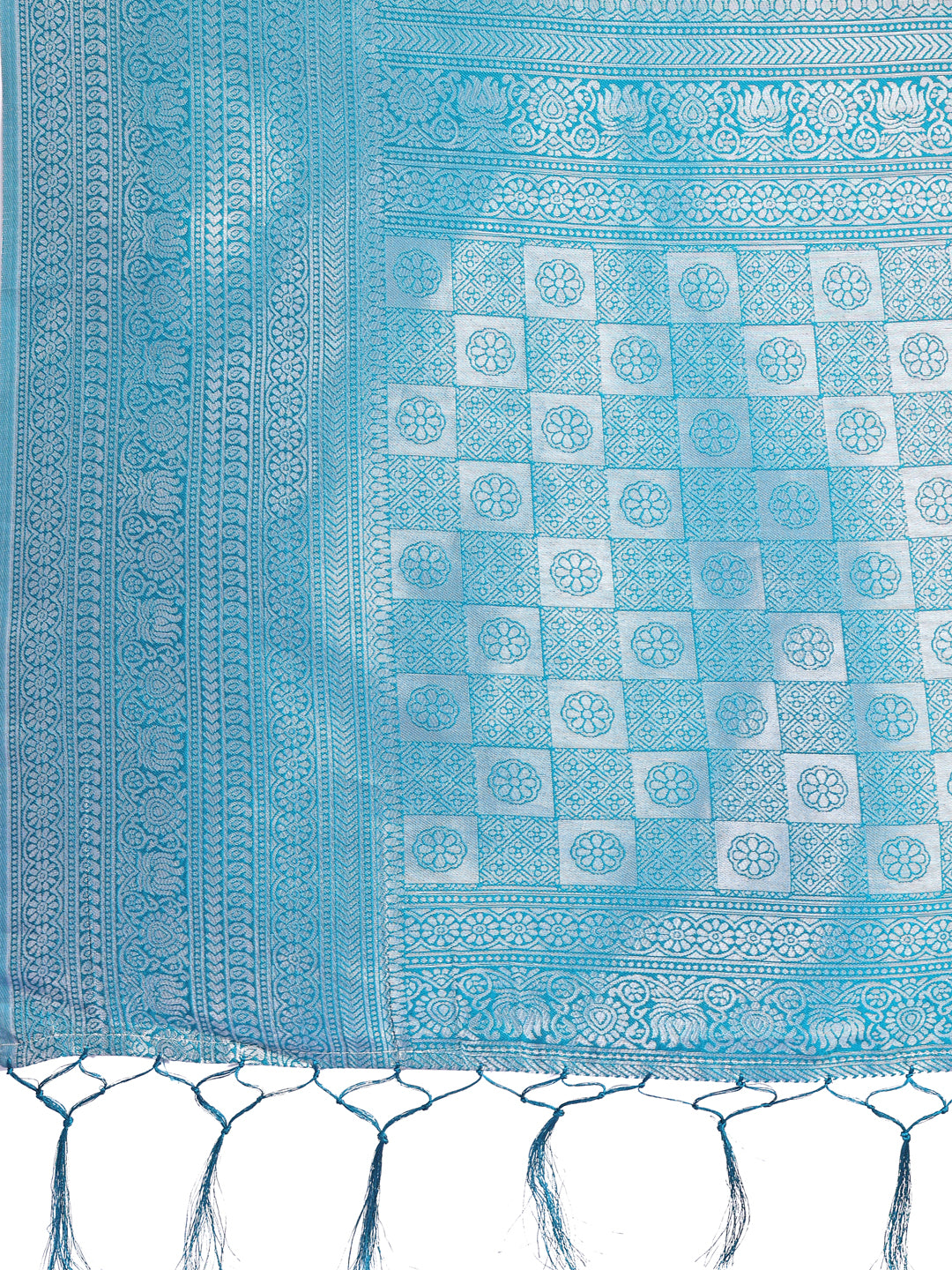Astita Vibrant Yellow & Blue Lichi Silk Saree with Rich Woven Border and Contrast Blouse – Festive & Wedding Wear