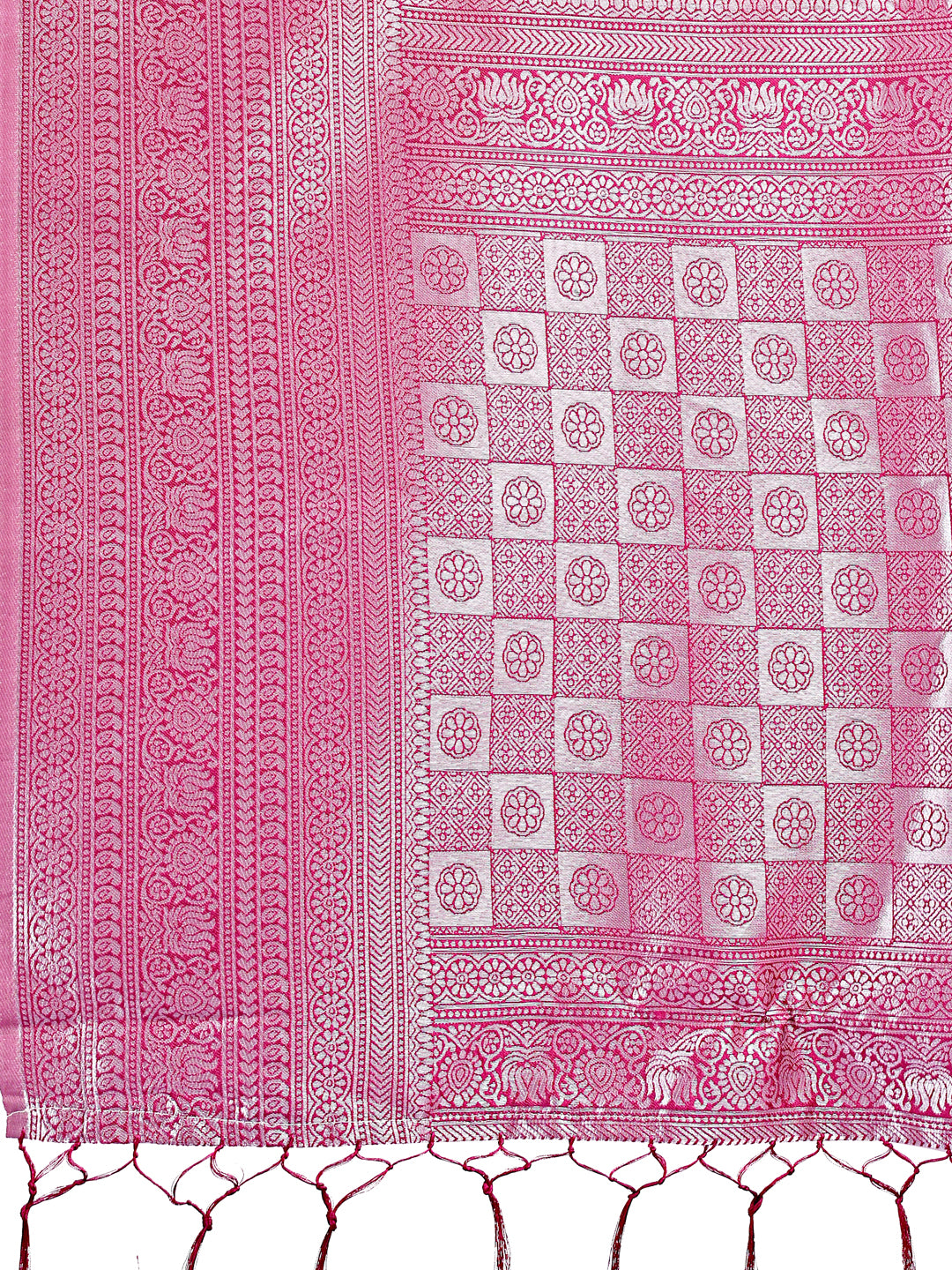 Astita Vibrant Pink & Magenta Lichi Silk Saree with Rich Woven Border and Contrast Blouse – Festive & Wedding Wear