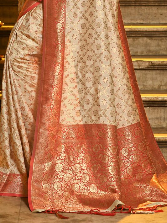 Red Banarasi Silk Saree with Golden Zari – Elegant Traditional Wear for Celebrations