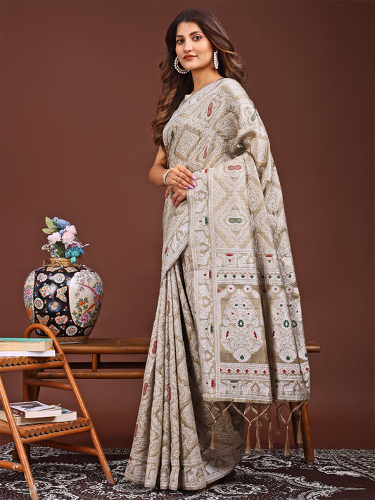 Graceful Brown Printed Saree – A Symphony of Culture and Feminine Charm