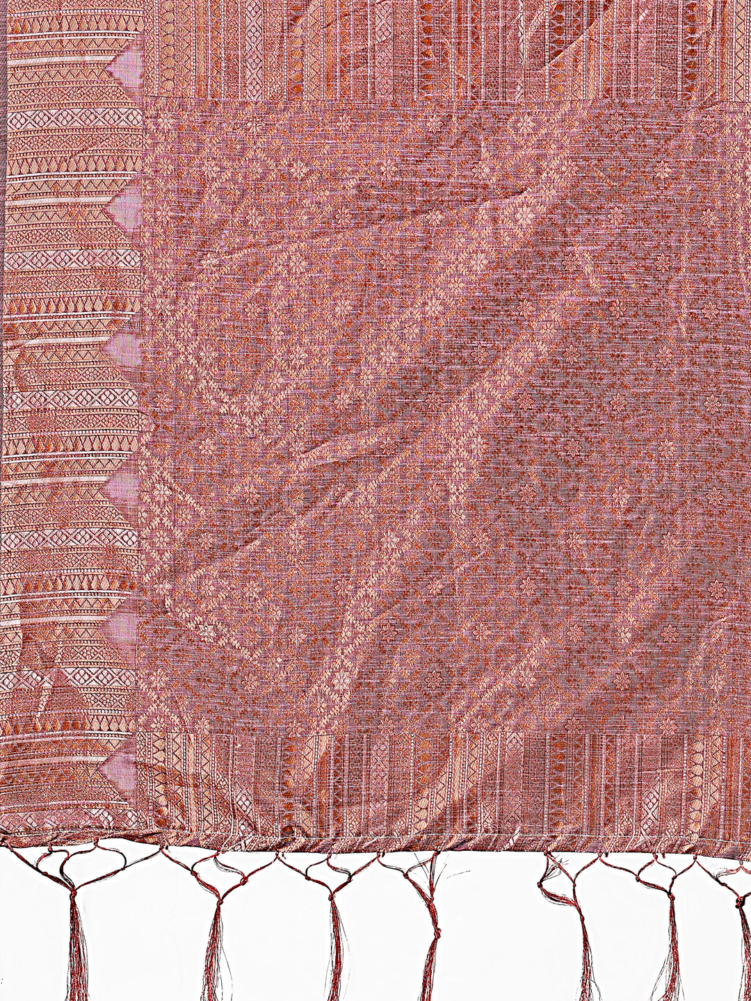 Astita Purple Linen Cotton Saree with Woven Geometric Zari Motifs β Elegant Festive Wear for Women