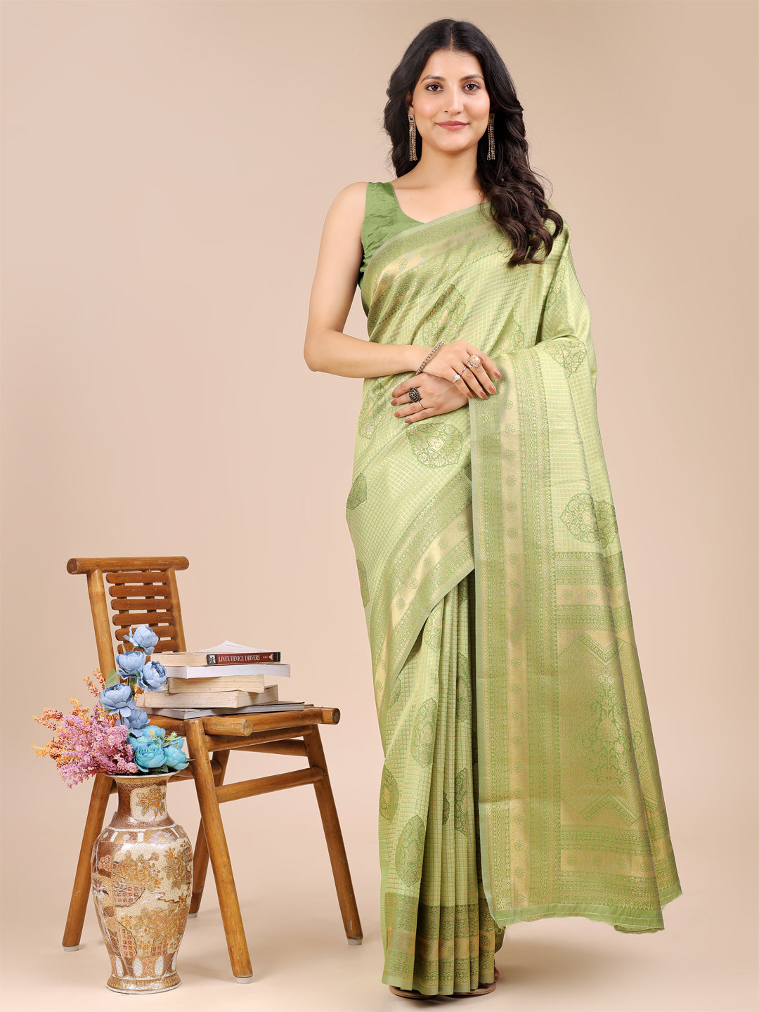Astita Graceful Light Green Silk Saree – Subtle Sophistication for Every Occasion