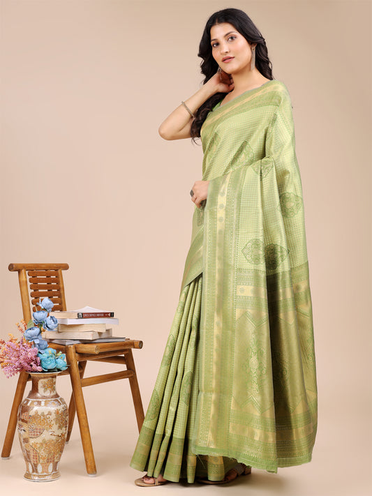 Astita Graceful Light Green Silk Saree – Subtle Sophistication for Every Occasion