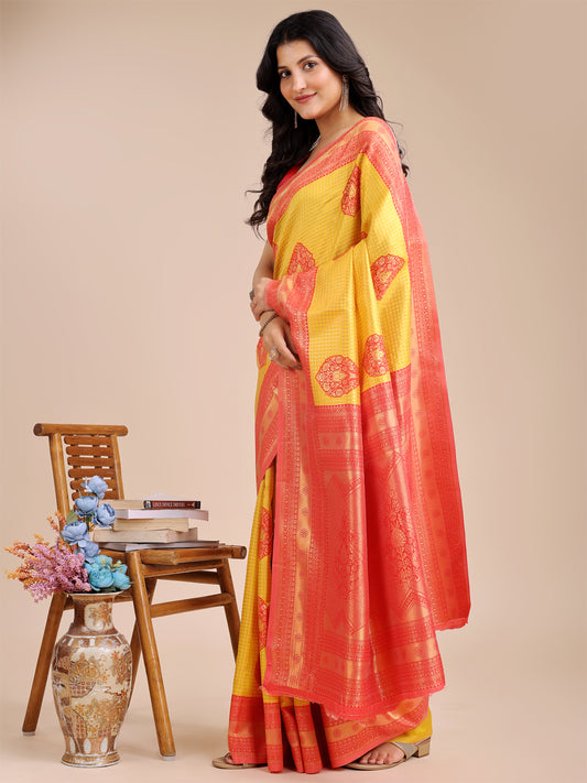 Astita Graceful Yellow Silk Saree – Subtle Sophistication for Every Occasion