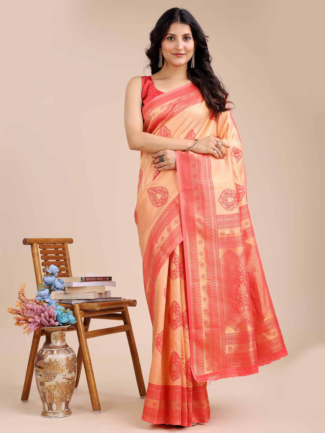 Astita Graceful Orange Silk Saree – Subtle Sophistication for Every Occasion
