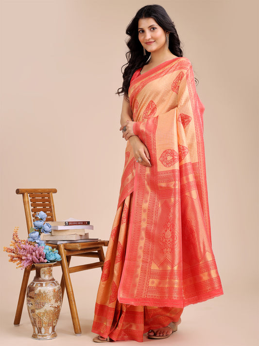 Astita Graceful Orange Silk Saree – Subtle Sophistication for Every Occasion