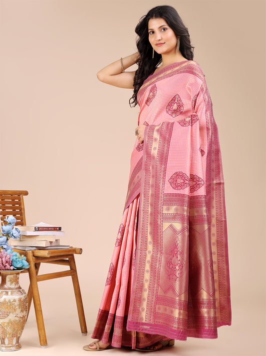 Astita Graceful Light Pink Silk Saree – Subtle Sophistication for Every Occasion