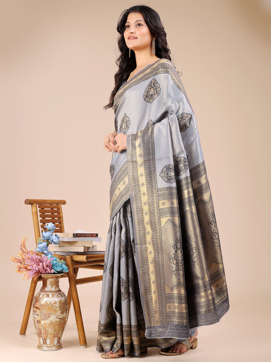 Astita Graceful Grey Silk Saree – Subtle Sophistication for Every Occasion
