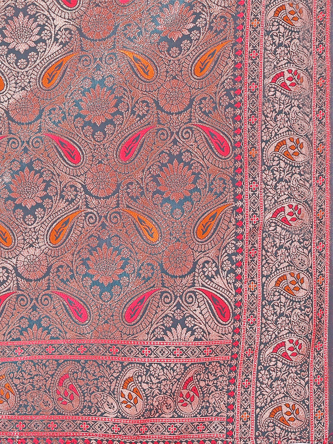 Astita Rose Pink Banarasi Silk Saree with Silver Zari Border & Paisley Design β Festive Wedding Wear | Elegant Traditional Pallu | Soft Silk Finish for Women | Cultural Ethnic Saree